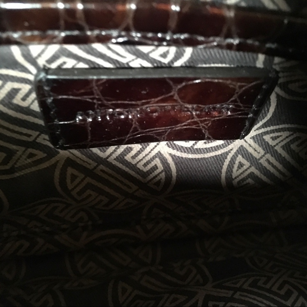 Antonio Melani Brown Faux Croc Clutch, gold chain - Picture 6 of 6